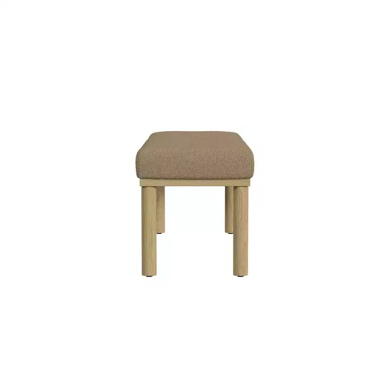 Banc moderne rembourré avec pieds en bois naturel - Boucle marron