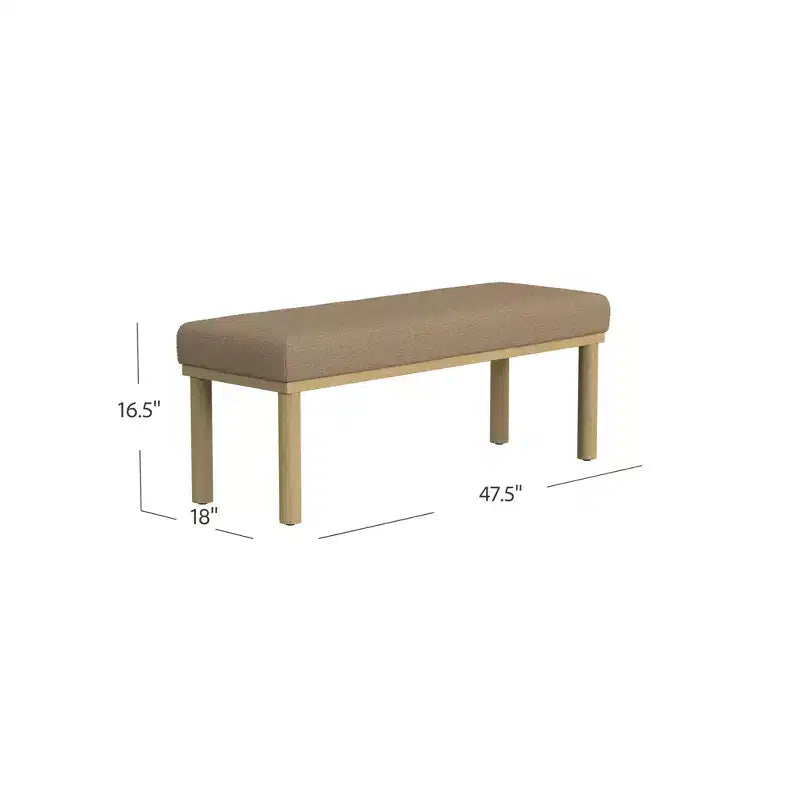 Banc moderne rembourré avec pieds en bois naturel - Boucle marron