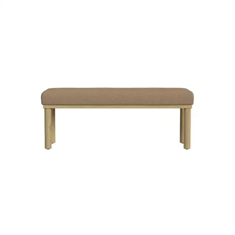 Banc moderne rembourré avec pieds en bois naturel - Boucle marron