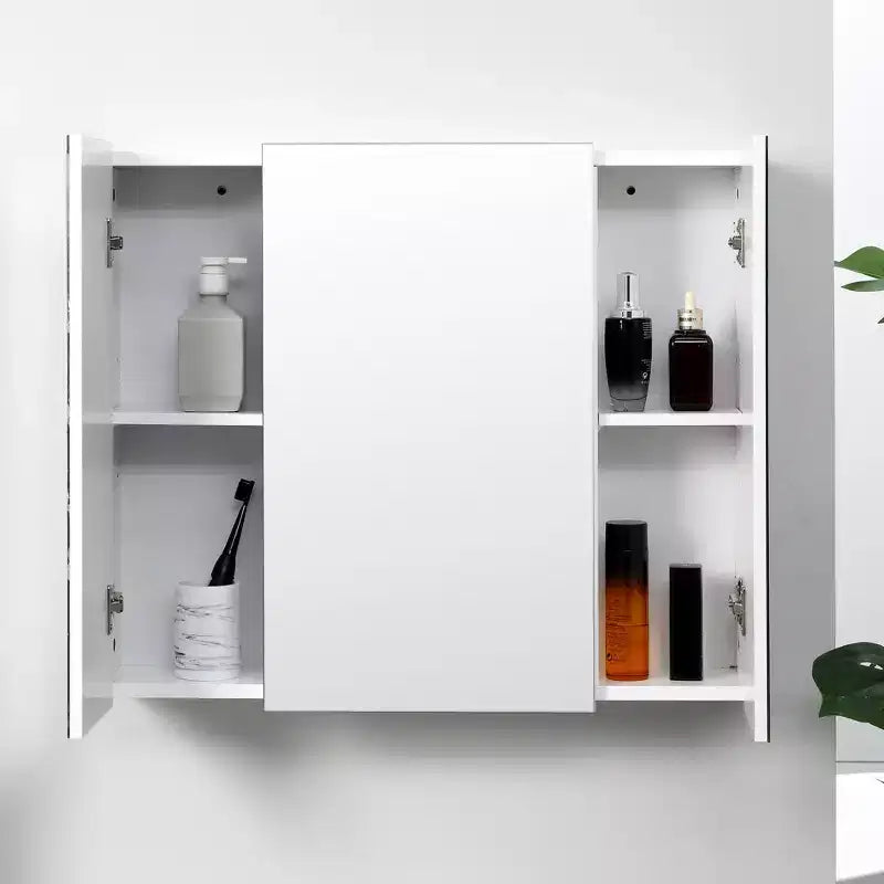 Armoire à pharmacie, miroir de salle de bain avec armoire de rangement et étagères réglables, miroir de salle de bain mural, blanc