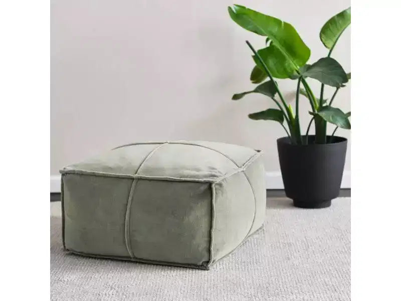 Pouf ottoman carré en velours de coton - Coussin de sol