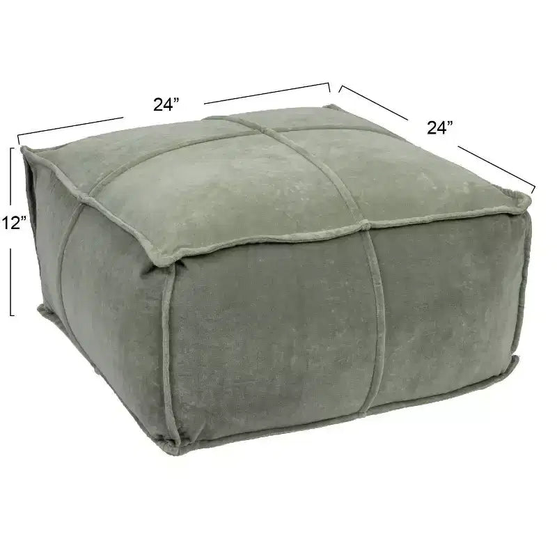 Pouf ottoman carré en velours de coton - Coussin de sol