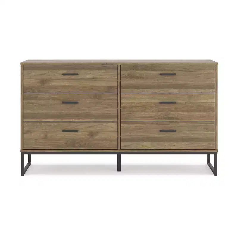 Commode 6 tiroirs - Brun miel, style moderne du milieu du siècle