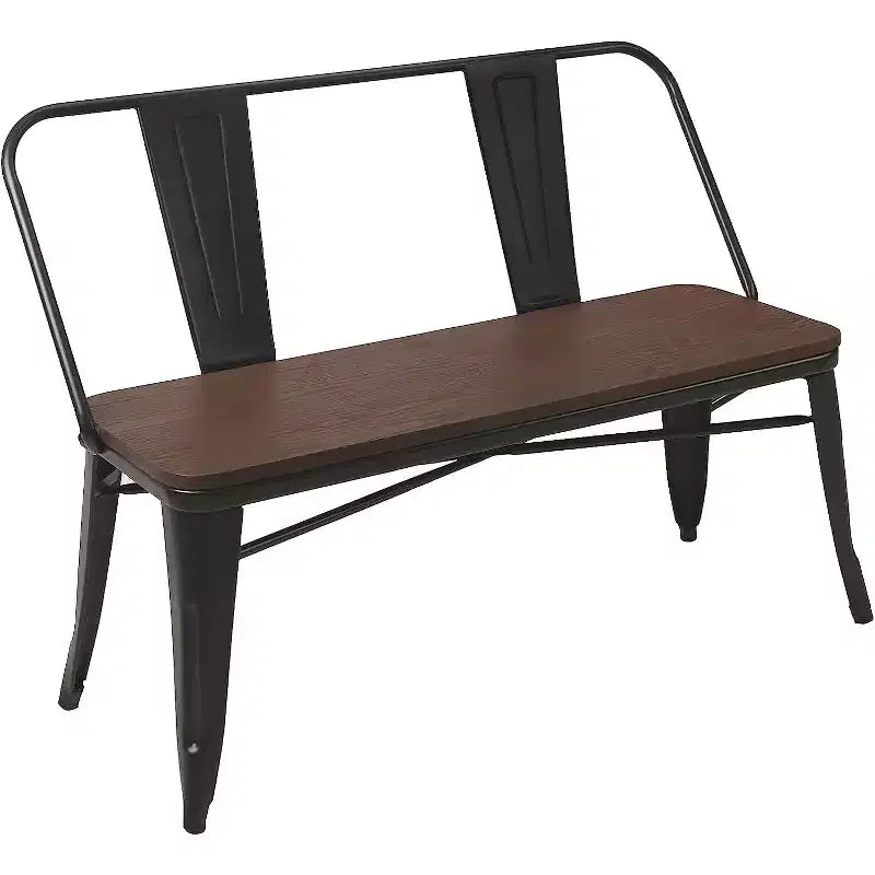 Banc de salle à manger industriel de style rustique de 42 po avec dossier amovible - 3 personnes