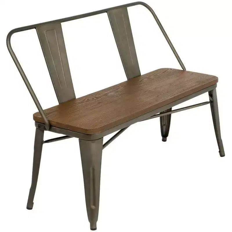 Banc de salle à manger industriel de style rustique de 42 po avec dossier amovible - 3 personnes