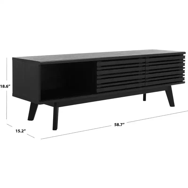 Meuble TV 2 portes 2 étagères – Console TV avec gestion des câbles