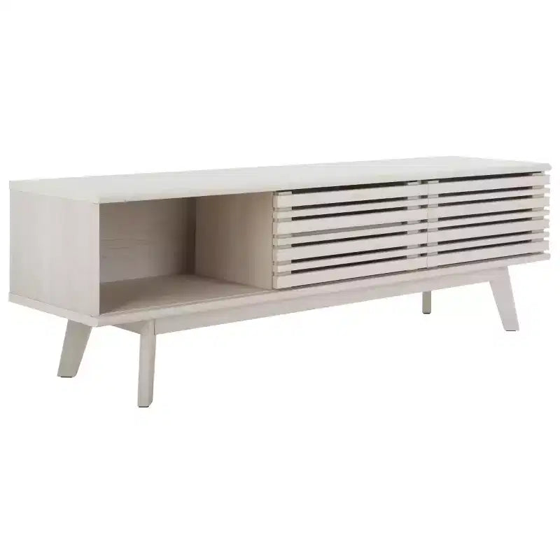 Meuble TV 2 portes 2 étagères – Console TV avec gestion des câbles