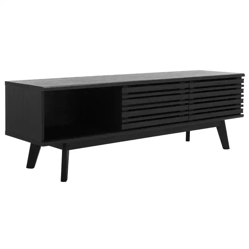 Meuble TV 2 portes 2 étagères – Console TV avec gestion des câbles