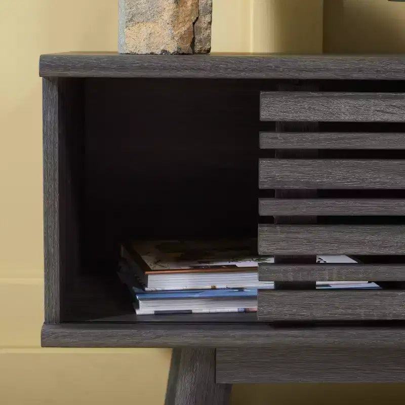Meuble TV 2 portes 2 étagères – Console TV avec gestion des câbles