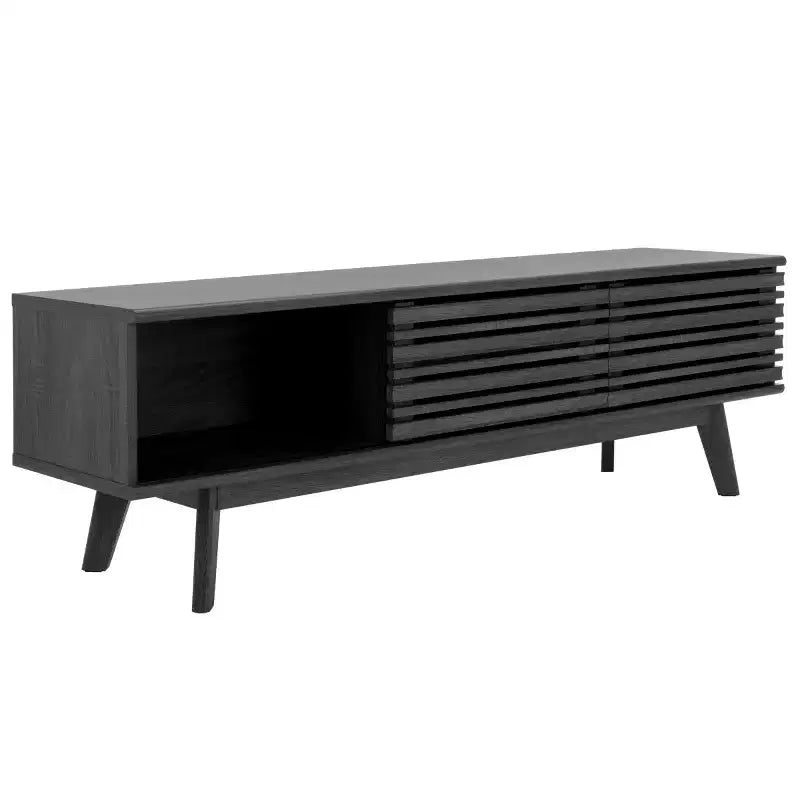 Meuble TV 2 portes 2 étagères – Console TV avec gestion des câbles