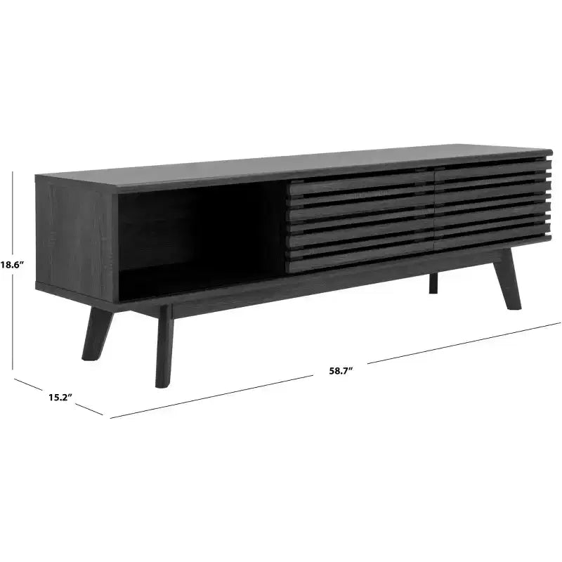 Meuble TV 2 portes 2 étagères – Console TV avec gestion des câbles