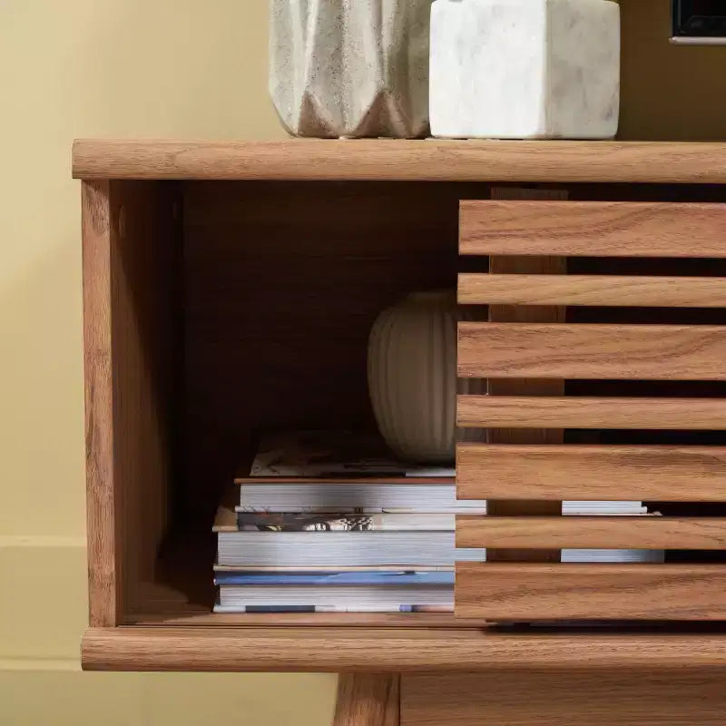 Meuble TV 2 portes 2 étagères – Console TV avec gestion des câbles