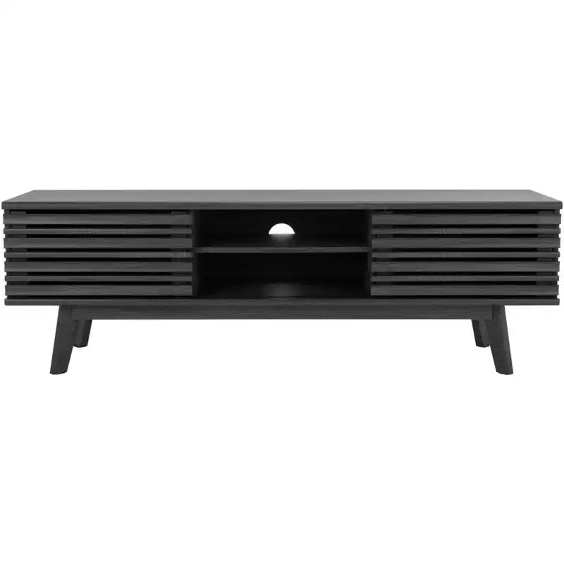 Meuble TV 2 portes 2 étagères – Console TV avec gestion des câbles