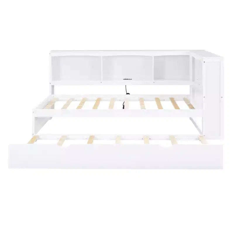 Lit de repos simple avec lit gigogne ou 2 tiroirs, armoires de rangement et ports USB