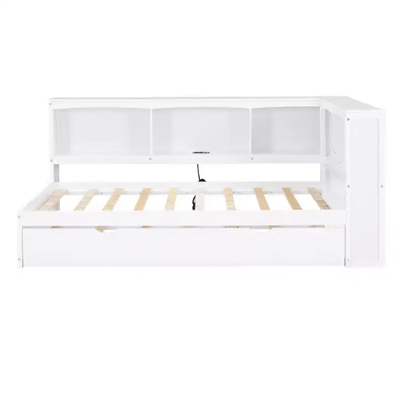 Lit de repos simple avec lit gigogne ou 2 tiroirs, armoires de rangement et ports USB