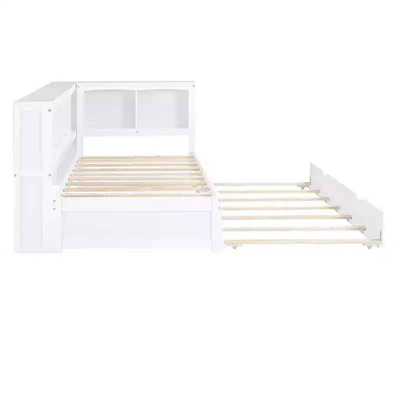 Lit de repos simple avec lit gigogne ou 2 tiroirs, armoires de rangement et ports USB