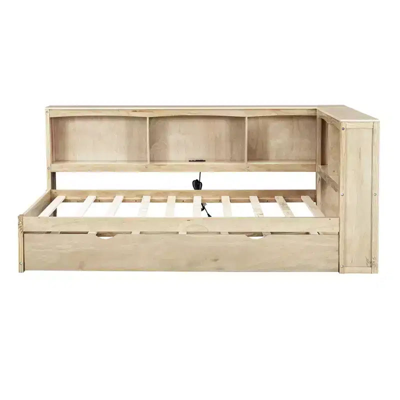 Lit de repos simple avec lit gigogne ou 2 tiroirs, armoires de rangement et ports USB